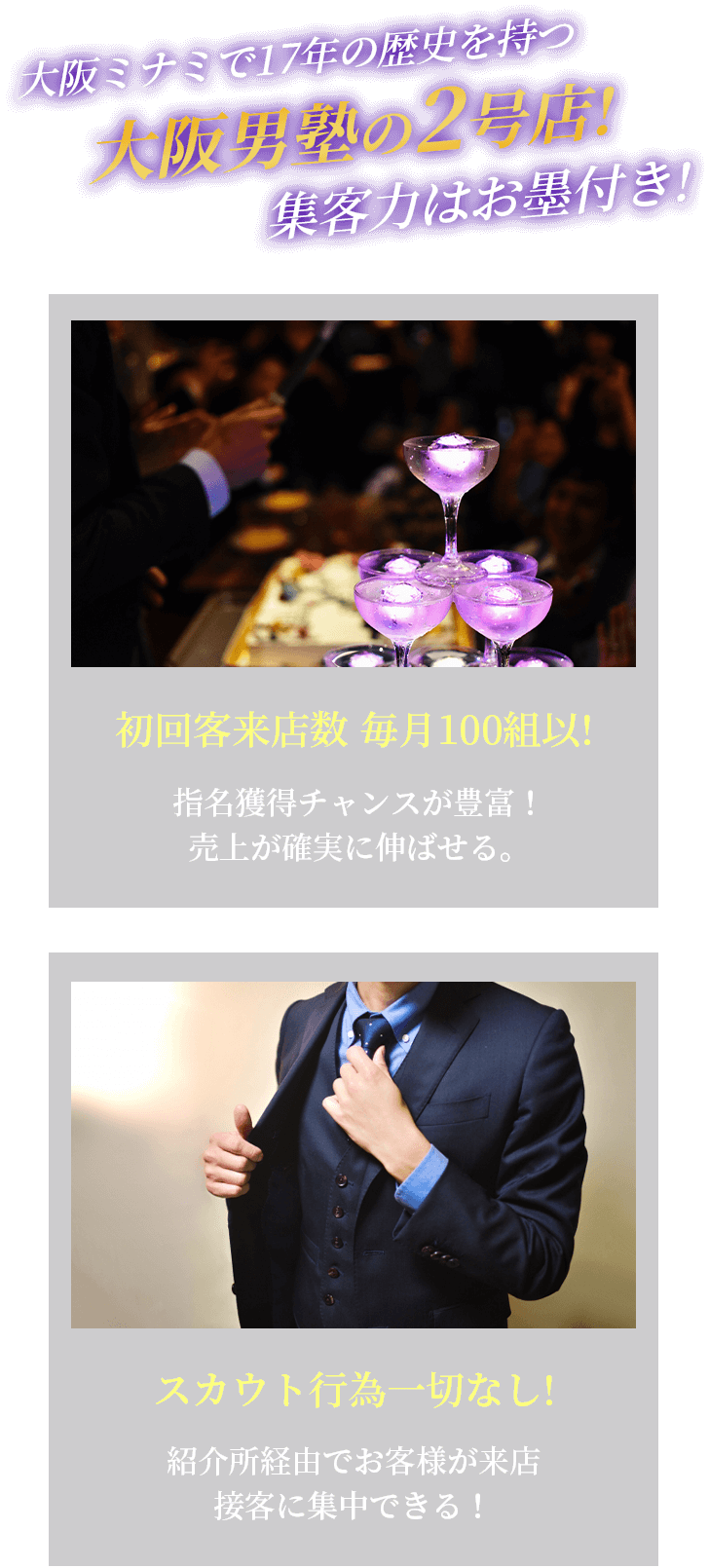 大阪ミナミで17年の歴史を持つ大阪男塾2号店!集客力はお墨付き!